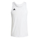 Adizero E Singlet, Herre, White fra Adidas er en hvid ærmeløs tank med et sort logo på venstre bryst. Den er fremstillet af let, åndbart AEROREADY-stof og har en rund halsudskæring, der giver komfort under træningen.