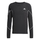 Adidas Adizero P Ls M er en sort løbetrøje til mænd lavet af genbrugsmateriale, med små perforeringer, hvid piping på ærmerne og hvide logoer på brystet og ærmet. Afsluttet med rund hals og lige kant.
