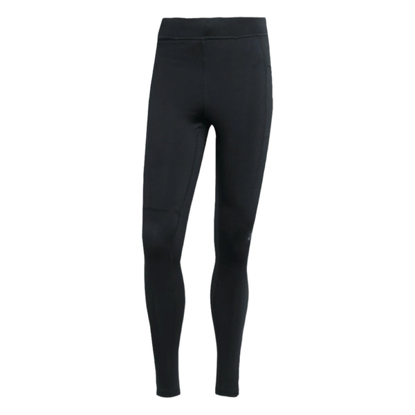 Adidas Otr Bin Tig løbetights til herre i sort vises mod hvid baggrund. De har høj talje, slank pasform, få synlige sømme og er lavet med CLIMAWARM-teknologi for komfort og varme.