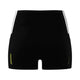 Adidas Adizero Shorts Tights til damer i sort med hvide sidestriber, ADIZERO i gult på venstre ben og climacool i hvidt på højre. Ideelle til løb. Vist mod en almindelig hvid baggrund.