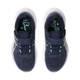 Et par Asics GT-1000 13 PS børneløbesko i Midnight/Dusk Violet vises fra ovn. Venstre indlægssål har et dinosaurmotiv, mens højre viser en brølende løve med teksten "ROAR" i en taleboble.