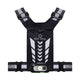 BeeSafe Led Harness USB Phone Pocket Glow er en unisex, sølvfarvet sikkerhedsvest med gråt chevronmønster, LED-lys med tænd/sluk-knap foran, justerbare stropper med refleksbånd og en telefonlomme.