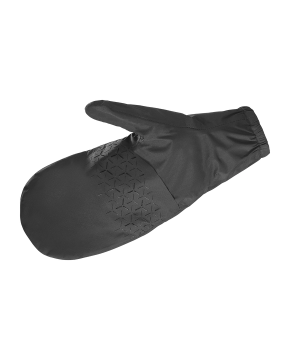 Sorte Salomon Bonatti Pro WP-luffer, unisex, dyb sort med geometrisk struktur på håndfladen.