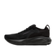 Brooks Adrenaline GTS 25 til kvinder i Black/Black/Ebony har en overdel i mesh, snørelukning og en tyk struktureret sål, der giver stabilitet. Brooks-logoet vises på siden. Skoen er vist fra siden mod en hvid baggrund.