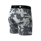 Bagside af Stance Brush Stroke Wholester Boxer Briefs (Herre, Grå) med et abstrakt bladmønster i sort og gråt samt en sort linning, hvor STANCE-logoet gentages flere gange. Fremstillet af det karakteristiske Butter Blend™-materiale, der sikrer enestående komfort. Fotograferet på en ensfarvet hvid baggrund.