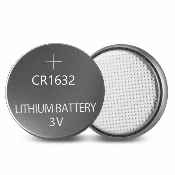 To Batteri CR1632, Unisex-knapcellebatterier fra Marathon Sport vises - det ene med etiketten "CR1632 LITHIUM BATTERY 3V" synlig, det andet med sin strukturerede side.