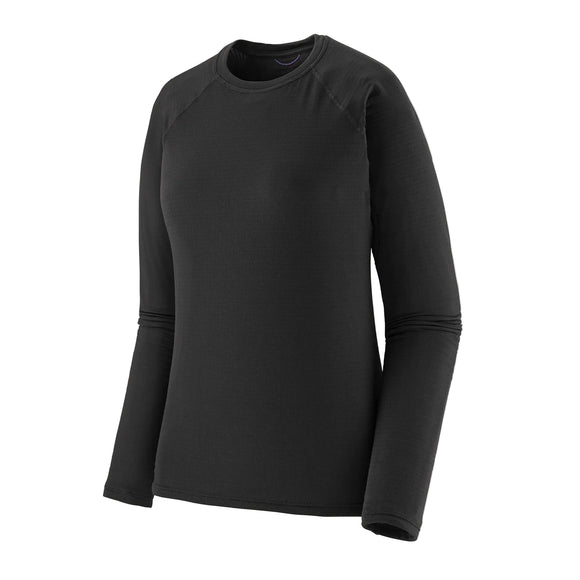 Sort Patagonia Cap TW Crew, dame, undertøjsskjorte, perfekt som varmt og åndbart løbetøj.