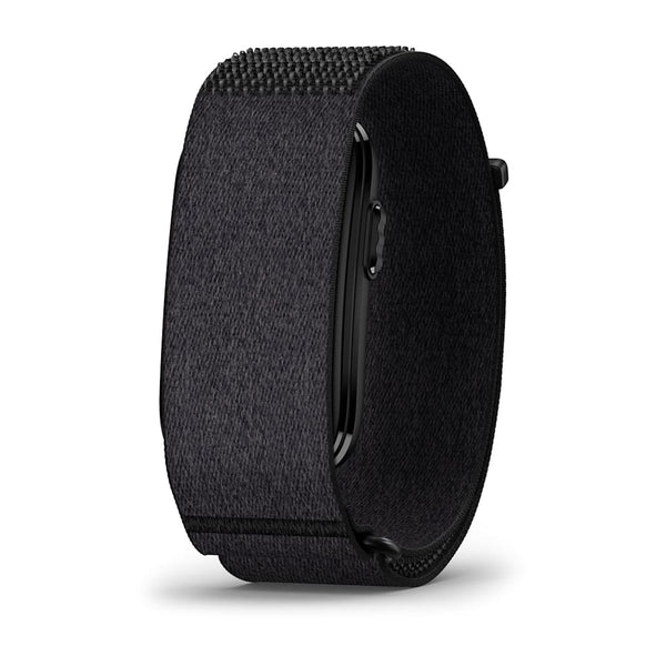 Sort Cirqa Smart Band med en struktureret, elastisk rem og et metalhus, der er designet til aktivitetsmåling.