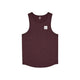 Ærmeløs, burgunderfarvet Clean Combat Pro Singlet-tanktop fra Saysky med afrundet nedkant og et lille hvidt, firkantet mærke med et sort bladlogo og tekst på venstre bryst. Denne herre-tanktop er fremstillet af DELTAPEAK Carat-stof for optimal komfort og præsenteres her lagt fladt på en hvid baggrund.