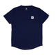 Clean Combat Pro T-Shirt, Herre, Blue fra Saysky er en åndbar marineblå kortærmet t-shirt med en lille hvid stjerne og et "Laherty"-mærke på venstre bryst, vist fladt på en hvid baggrund.