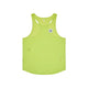 Saysky Reactive Flow Singlet, Herre, Yellow Logo er en neongul racerback-tanktop med et lille rektangulært hvidt logo på brystet - Ultralet Singlet løbetøj herre. Vises på en almindelig hvid baggrund.