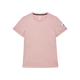 Clean Pace T-shirt, Dame, Pink fra Saysky er lagt fladt på en hvid baggrund. Den har en rund halsudskæring, en lille hvid patch med sort design på venstre ærme og er lavet i hurtigtørrende t-shirt materiale.