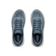 Et par Hoka Clifton 11 dame-løbesko i farven Faded Navy / Glimmering Blue med maksimal støddæmpning, set ovenfra, hvor snørebåndene, mesh-overdelen og de hvide såler er synlige, placeret side om side på en ensfarvet hvid baggrund.