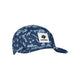 Saysky Combat Cap, Unisex, Blue Flower har et blåt blomstermønster og et hvidt mærke med en sort stjerneformet blomst og "SAYSKY". Denne svedtransporterende kasket er perfekt til løbeture.