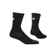 Et par Saysky Combat High Socks, Unisex, Black, med en hvid stjerne i toppen og et lille "R" på højre tå for performancekomfort, er vist på en hvid baggrund.