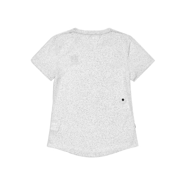 Saysky Universe Combat T-Shirt, Dame, White Universe er vist liggende med ryggen opad. Den har et diskret prikket mønster og en lille sort stjerne nederst i højre side.