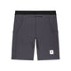 Saysky Combat+ Rib Short Tights 8″ til mænd i gråt har en sort linning, en baglomme med lynlås, to sidelommer og et lille hvidt mærke med mærkets sorte stjerne-logo nederst på venstre ben. Disse åndbare træningstights vises på en ensfarvet hvid baggrund.