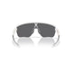Et par Oakley Corridor SQ-solbriller i Matte Vapor med rektangulære Prizm Black-glas og grå næsepuder, vist forfra på en hvid baggrund, der giver optimal UV-beskyttelse til sportsentusiaster.