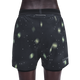 Bagside af de sorte Performance Shorts Lumos til kvinder med et mønster af reflekterende prikker og en lille tekstgrafik nederst på højre ben.