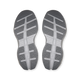 To grå skosåler fra On Cloudrunner 3 Max, Herre, Frost/Rock vises side om side og fremviser strukturerede mønstre og riller, der sikrer maksimal komfort og greb. Sålerne har geometriske mønstre og On-logoer tæt på midten, alt sammen på en ensfarvet hvid baggrund.