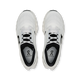 Ovenfor ses et par On Cloudmonster 3 Dame-sneakers i hvid/hvid med sorte detaljer. På indersålerne står der "CLOUDSWIFTER" og et On-logo. Skoene har CloudTec-støddæmpning og hviler side om side på en hvid baggrund.