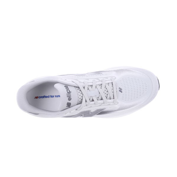Oversigtsbillede af en grå Freshfoam Ellipse-løbesko til mænd fra New Balance med en overdel i mesh, snørebånd og teksten »crafted for run« trykt på indersålen – en del af den innovative Freshfoam Ellipse-serie.