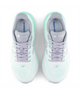 Et par New Balance Freshfoam X 860 V15 løbesko til kvinder i farven Bright Mint ses set ovenfra på en hvid baggrund. Begge sko har hvide snørebånd, grå inderside og synligt mærke på indersålerne.