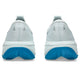 En bagside af Asics Gel-Cumulus 28, Herre, Arctic Blue/Aegean Blue viser de neutrale herreløbesko med perforeret hæl, blå ydersål og tyk hvid mellemsål, side om side på en hvid baggrund.