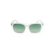 Gaia unisex-solbriller fra Not Just Shades med gennemskinnelige hvide stel og grønne glas med farveovergang, håndlavet i Vietnam med UV400-beskyttelse.
