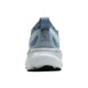 En Brooks Glycerin GTS 23 løbesko dame i NantucketBreeze/Rain/Clear vises bagfra med en tyk hvid sål, GuideRails support, hælstrop og tekstureret overdel mod en ensfarvet hvid baggrund.