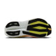 Brooks Glycerin Max 2 Dame i White/Cyber Yellow/Nightlife har en hvid sål med sorte gummiprofiler og gule detaljer for komfort. Brooks-logoet ses nær hælområdet.