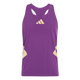 Adidas Rtr Singlet, Herre, Violet er en ærmeløs atletisk tank top i lilla med små perforeringer, geometriske mønstre på forsiden og et stiliseret lysegult logo.