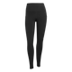 Adidas Adi365 3S 1/1 Leggings til kvinder er sorte, højtaljede, hellange sportsleggings med sidelommer, et tætsiddende design og et lille logo øverst på venstre ben. Vises på en hvid baggrund.