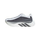 Et sidebillede af Adidas Hyperboost Edge Dame-løbeskoen i farvekombinationen Ftwwht/Auon/Soltur, med en sporty hvid sål, sort og grå overdel samt klare hvide detaljer. Tre karakteristiske grå diagonale striber løber tværs over mellemsålen og fremhæver det slanke og aerodynamiske design på denne komfortfokuserede løbesko til vejløb. Inspireret af ydeevne og stil kombinerer denne model på smukkeste vis banebrydende teknologi med moderne æstetik.