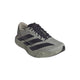 Adidas Adizero Evo SL til mænd, i farvekombinationen Sesame/Aurbla/Silpeb, har et gråt design med sorte sidestriber, sorte snørebånd og en tyk sål med et struktureret mønster. Denne løbesko er udstyret med den innovative LIGHTSTRIKE PRO-støddæmpning, der sikrer øget komfort og ydeevne under sportsaktiviteter.