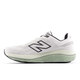New Balance FreshFoam 860 V14, Herre, Sea er en hvid løbesko med et stort sort N-logo, overdel i mesh og tyk lysegrøn struktureret sål med sort ydersål, set fra siden.
