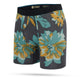 Stance Flora Scan Wholester herre boksershorts har et dristigt blomsterprint i blågrøn, gul og orange på mørkegrå med sort linning og STANCE-branding - et særsyn blandt performance-boksershorts herhjemme.