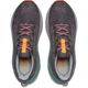 Oversigtsbillede af et par Brooks Ghost Trail-damesko i farvekombinationen Shark/Jade/Orange med knaldorange og lyserøde snørebånd, orange mærker på tungen og synligt BROOKS-logo på indersålen. Skoene har en overdel af struktureret stof og grønne (jade) detaljer på siderne.