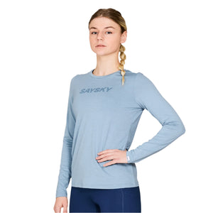 W Logo Pace Long Sleeve, Dame, Blue Melange