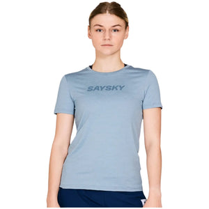 W Logo Pace T-Shirt, Dame, Blue Melange