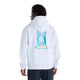 En person har en lysegrå New Balance NYC Marathon Athletics Graphic-hoodie på med en illustration af Frihedsgudinden og teksten P.NYC på ryggen.