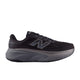 New Balance Freshfoam More V6, Herre, Black har en tyk grå sål og det karakteristiske "N"-logo, der giver maksimal komfort med Fresh Foam X. Vist i sideprofil mod en hvid baggrund.