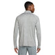 En mand med ryggen til kameraet bærer en Nike Stride Half Zip Midlayer Running Top, Herre, Smoke Grey/HTR/Reflective Silver på en almindelig hvid baggrund.