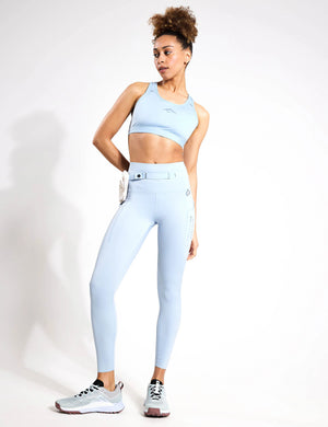 Trail High-Waisted 7/8 Leggings, Dame, Lt Armory Blue/Lt Orewoord Brn/Khaki