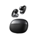 Et par Shokz Open Dots One True Wireless Open-Ear Hovedtelefoner i sort med ørekroge og et matchende opladningsetui, begge med Shokz-logo, vises på en almindelig hvid baggrund.