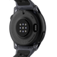 Nærbillede af COROS Pace 4 Aluminium Multisport Watch, Black Crystal, der viser pulssensorer, opladningsstifter og mærker som DUAL FREQ GNSS og BAROMETER - udviklet med avancerede træningsværktøjer til toppræstationer.