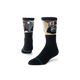 Stance Pop Vader Light Crew – unisex-strømper i sort med gradvis kompression og et motiv af Darth Vaders hjelm omgivet af geometriske former.