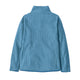 Patagonia R1 Air Jacket til kvinder i Shore Blue er vist bagfra og har en høj krave, lange ærmer og en subtil bølget struktur på det lyseblå tekniske stof.
