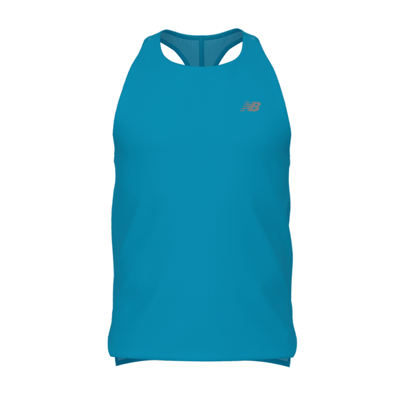 Blå New Balance Race Day Ultra Light Singlet – en sports-tanktop med racerback-design.