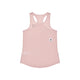 Saysky Reactive Flow Singlet, Dame, Pink Logo ligger fladt med ryggen opad og har et lille hvidt mærke med en sort stjerne nederst til højre - den perfekte løbetop-dame til løbetøj på løbsdagen.